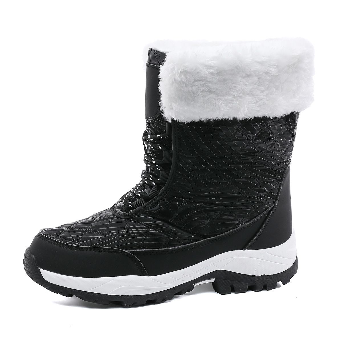 Ski Boots Winter Large Size Snow Boots Women's Outdoor Travel Thick High Top Plus Velvet Cotton Shoes Boots Women's Shoes Hiking Cotton Boots_desvips.com