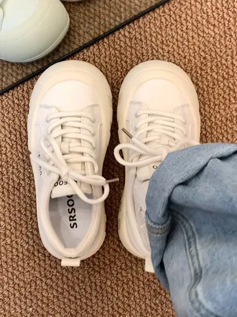 Thick Soled Round Toe Shallow Low Cut Women Canvas With Mesh Surface For Breathable Comfortable Skateboarding Shoes_desvips.com