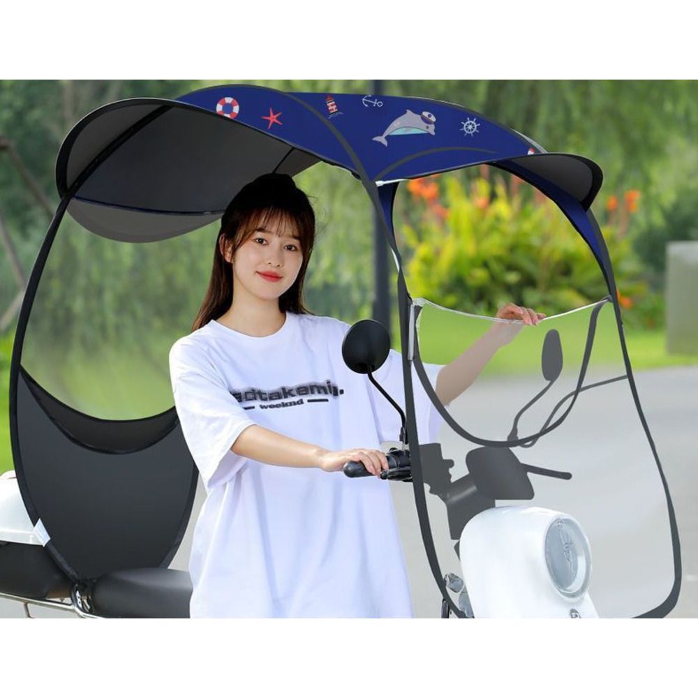 Electric Vehicle Sunshade Umbrella Pedal Motorcycle New Thickened Detachable Rain And Sun Protection Canopy Summer_desvips.com
