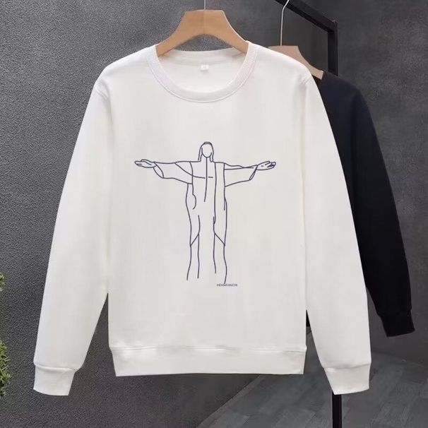 American Style Casual Sweatshirt For Men And Women, New Trendy Loose Fit Printed Couple Outerwear, Ancora Red Long_desvips.com