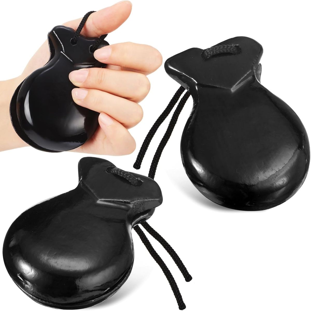 Motionchic 2-piece Set Of Castanets, Flamenco Traditional Wooden Percussion Instrument With Strings, Castanets For_desvips.com