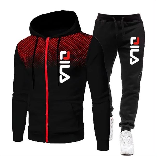 New Autumn And Winter Long-sleeved Pullover Hoodie + Pants 2-piece Fashionable Outdoor Running Men's Sportswear Set_desvips.com