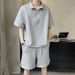 Men's Clothing Ice silk sports suit men summer light luxury men's clothing brand loose short sleeved Polo shirt half zipper_desvips.com