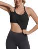 Women's Breathable Ribbed Soft Yoga Tops Seamless Workout Tank Built-In Bra Racerback Athletic Fitness Shirts Skinny Fit Nylon_desvips.com