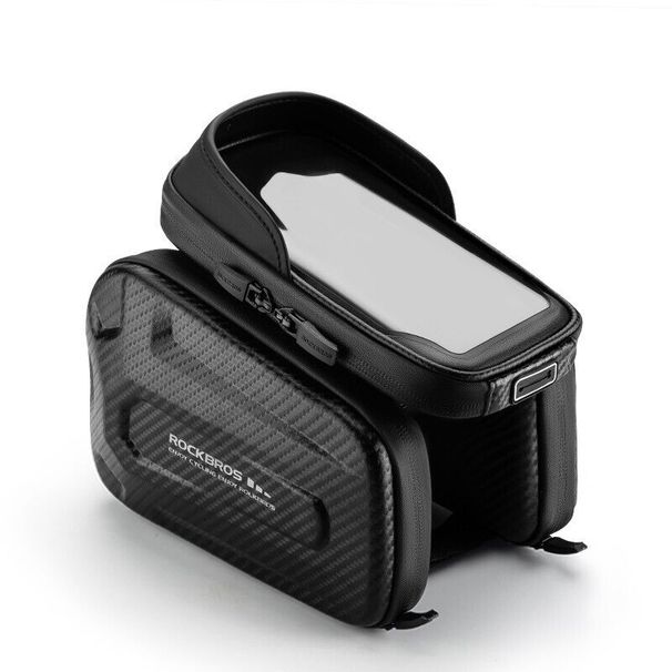 ROCKBROS Bicycle Frame Bag TPU Touchscreen Bicycle Bag Hard Shell 1.3L_desvips.com