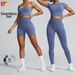Women's High-Waisted Seamless Fitness Suit Sand Washed Sportswear Yoga Outerwear European American Style_desvips.com