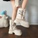 001 001 Thick-Soled Mid-Calf Snow Boots For Women 25 New Winter Sheepskin Fleece-Lined Altay Warm Fur Cotton Shoes JX_desvips.com