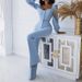 Women's clothing casual palace style lantern sleeve tops bell-bottom pants suit_desvips.com