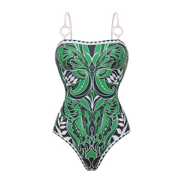 Flaxmaker Vintage Butterfly Printed One Piece Swimsuit And Skirt Bikini Set Summer Women Swimming Beachwear Swimwear_desvips.com