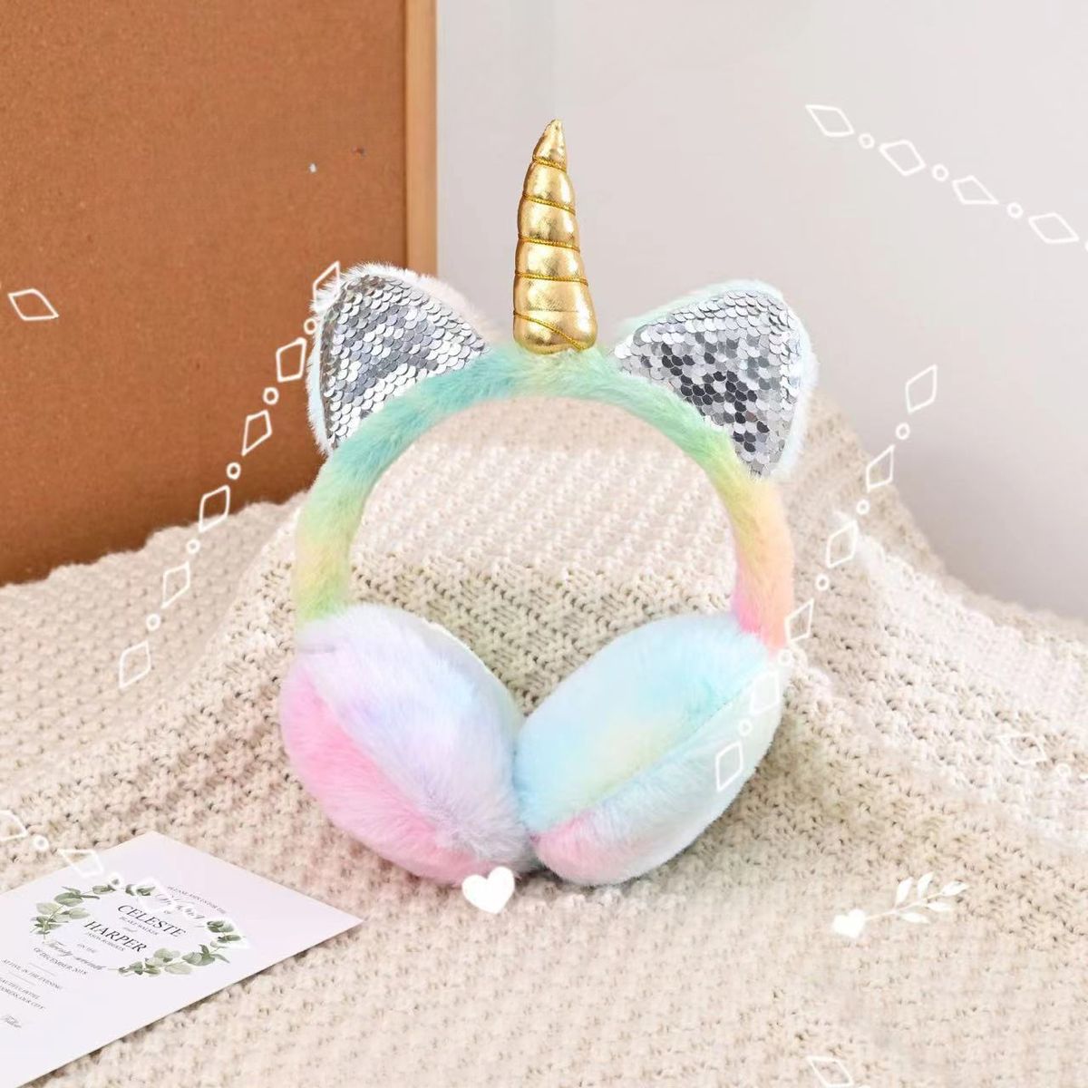 Unicorn Children's Warm Winter Cold-Proof Rabbit Earmuffs Wearable Retractable Ear Muffs In Stock Wholesale_desvips.com