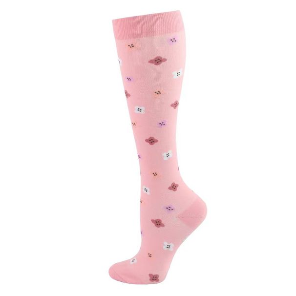 Sports Socks Women's Floral Print Compression Socks Elastic Knee High Sports Calf Socks New_desvips.com