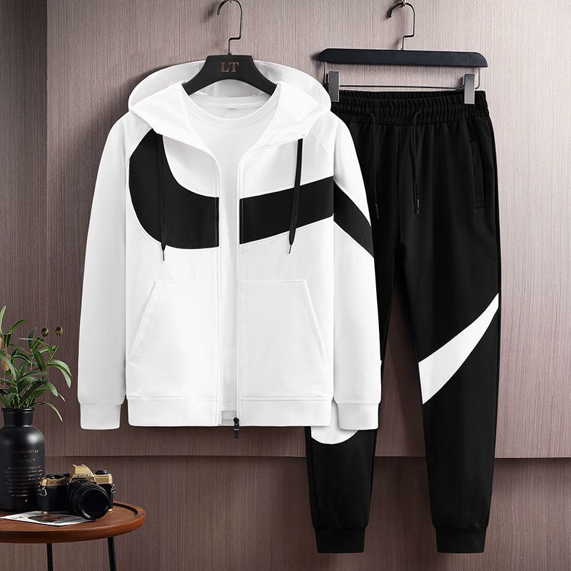 New Youth Sportswear Set, Men's Cardigan Hooded Sweatshirt, Trendy, Fashionable And Handsome Two-piece Set_desvips.com