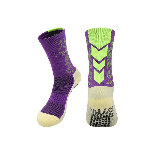 Adult Mid Calf Colorful Soccer Socks Men's Match Training Socks Thickened Terry Cloth Sole With Adhesive Dots For Shock Absorption And Anti-Slip_desvips.com