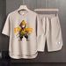 Men's Clothing 2024 Waffle Casual Summer Suit Men's Loose Teen Short sleeved T shirt Shorts Handsome Two piece Suit_desvips.com
