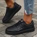 2025 Women's Black Sneakers Stylish Low Top Design Comfortable Lace Up Fit Versatile Casual Shoe Trendy Fashion Footwear_desvips.com