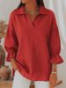 RL Inspired Women's V-Neck Collared Shirt, 3/4 Ruffle Sleeve Blouse, Loose Fit Casual Top, Breathable For Everyday, Office & Weekend Wea Maglia Donna _desvips.com