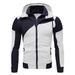 Men's Clothing Personalized Colorblock Double Zipper Hooded Cardigan Slim Sweater_desvips.com