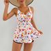 Two-piece Printed Skirt Cover For Slimming Backless Tankini Swimsuit For Women_desvips.com