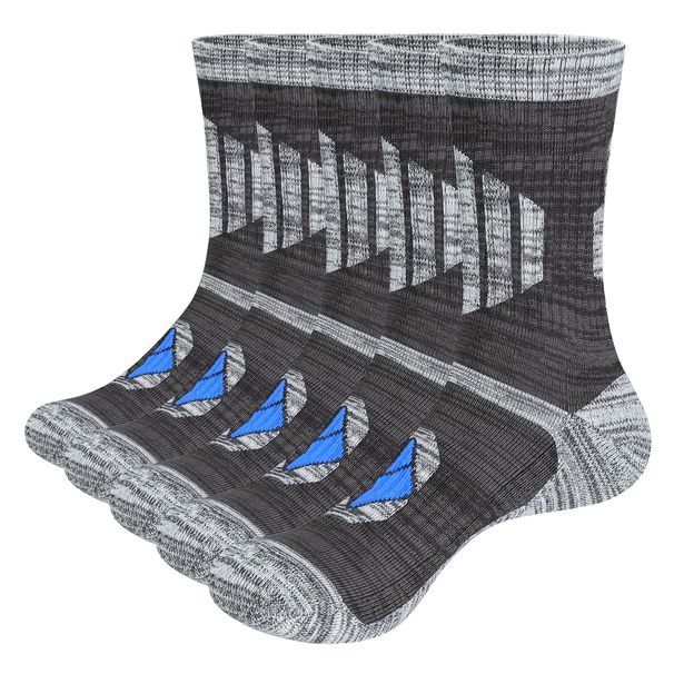 YUEDGE Men's Moisture Wick Breathable Cushion Crew Work Thick Cotton Outdoor Sports Socks For Men Size 37-46 EU_desvips.com