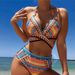 2025 New Three-Piece Beach Spun Bikini Cross Strap Swimsuit High Waist Shawl_desvips.com
