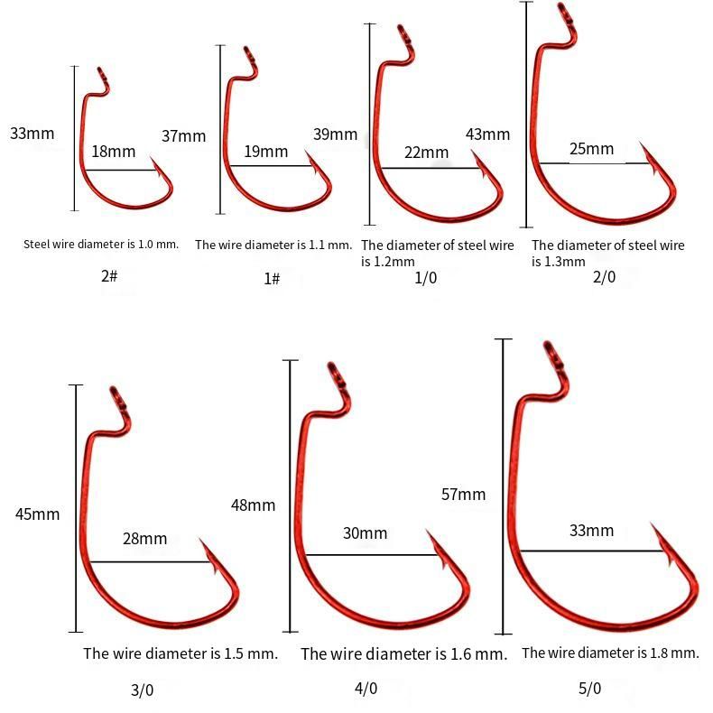High-Carbon Steel Curved Shank For Fishing, Red Wide-Belly Fish Hook, Soft Lure Hook With Barbs, Fishing Gear_desvips.com