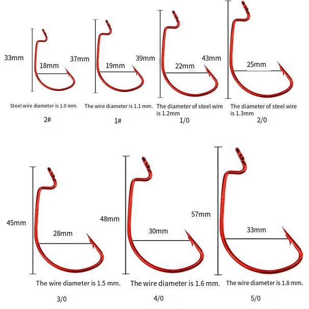 High-Carbon Steel Curved Shank For Fishing, Red Wide-Belly Fish Hook, Soft Lure Hook With Barbs, Fishing Gear_desvips.com