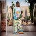 Women's Clothing fashion personality printed linen color matching holiday leisure tether suit_desvips.com