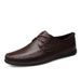 New Men's Business Casual Lace-up Leather Shoes Genuine Leather Hollow Breathable Leather Shoes Lightweight Hand-stitched Leather Shoes with Soft Sole_desvips.com