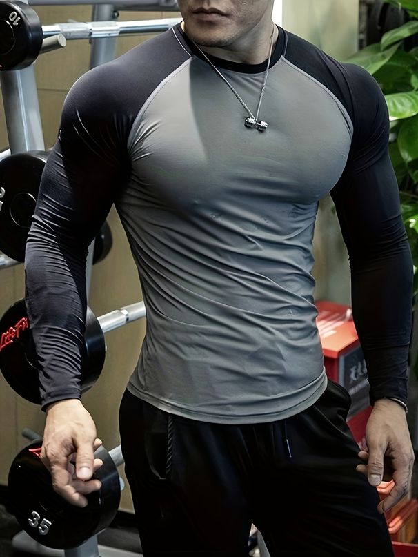Men's Quick Drying Soccer And Basketball Tight Fitting Top, High Elasticity Cycling Compression Training Suit_desvips.com