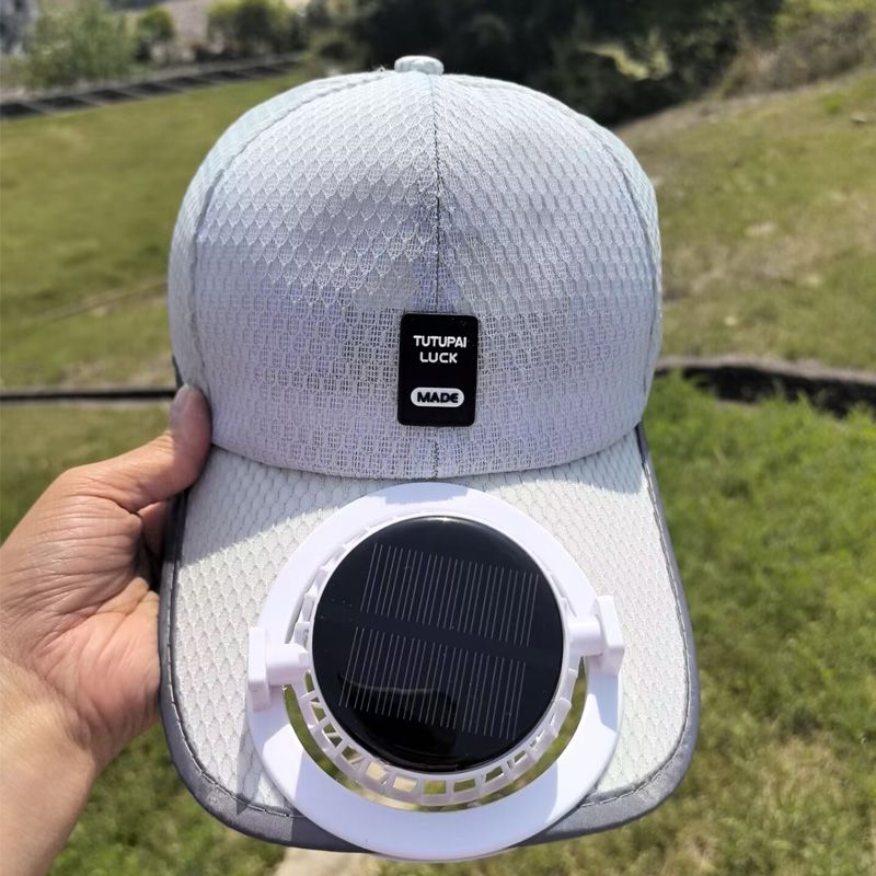 Summer Solar Charging Hat With Fan For Men And Women, Casual Breathable Mesh Sun Protection Outdoor Visor Baseball Cap_desvips.com
