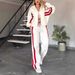 Women’s Y2K Striped Zip-Up Jacket Outfit, Trendy Casual Sportswear Set For Fall (Europe & US Style)_desvips.com