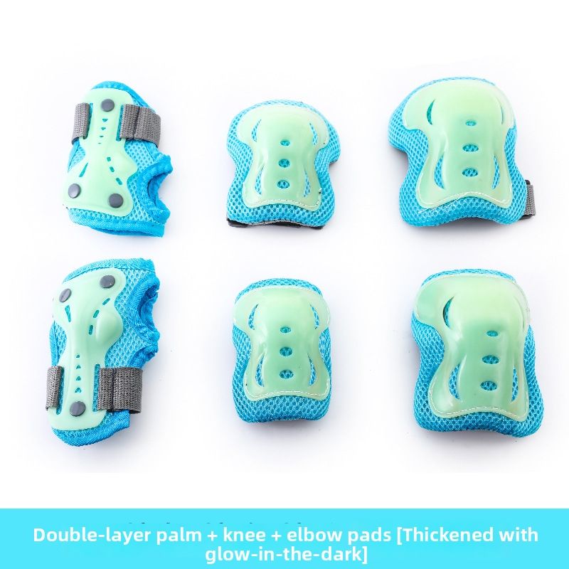Children's Glow In The Dark Fluorescent Protective Gear Set For Boys And Girls Roller Skating Skateboard Knee Pads Bicycle Balance Bike Helmet_desvips.com