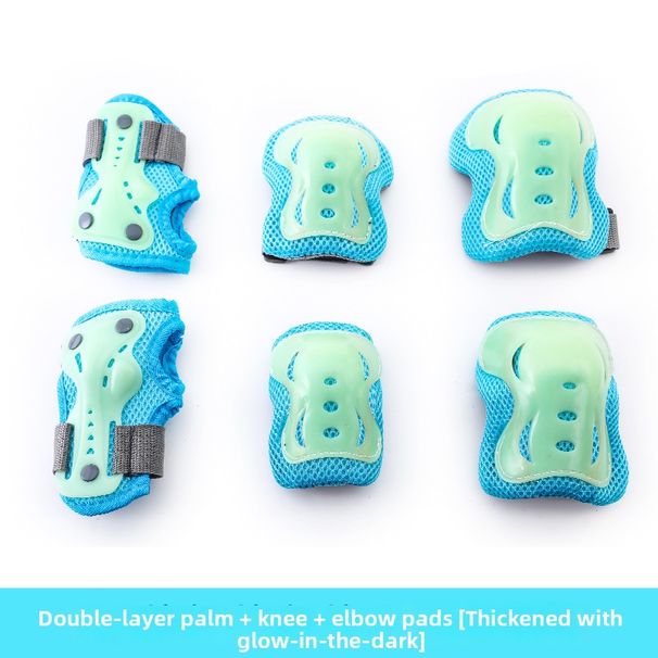 Children's Glow In The Dark Fluorescent Protective Gear Set For Boys And Girls Roller Skating Skateboard Knee Pads Bicycle Balance Bike Helmet_desvips.com