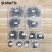 Shawto 50pcs/Lot Treble Fishing Hook Set In Box High Carbon Steel Barbed Hooks Fishing Tackle Black FishHook Fishing Tackle Tool_desvips.com