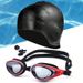 Anti-fog Silicone Swimming Glasses ++ Silicone Ear Protection Swimming Cap + Silicone Nose Clip Earplugs Set_desvips.com