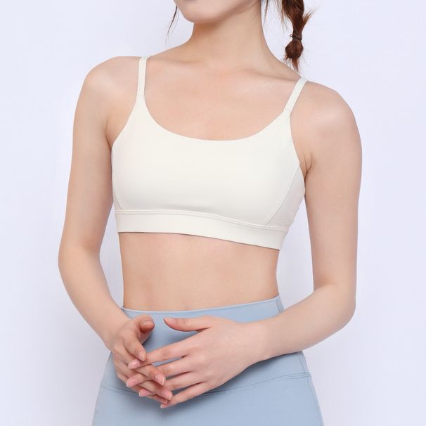 Saisi Yoga Thin Strap Professional Back Beauty Dance Fitness Shockproof Gathered Running Sports Bra For Women_desvips.com