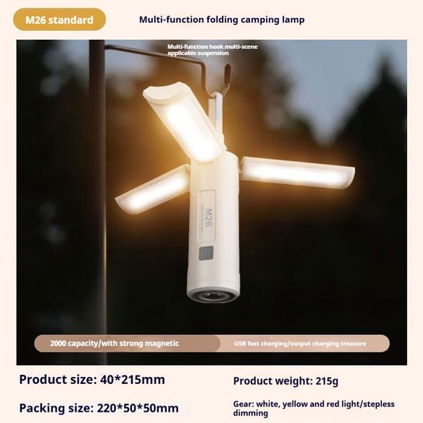 Multifunctional Folding Lantern Long Battery Life Atmosphere Caing Outdoor Lighting Rechargeable Tent Portable Ca_desvips.com