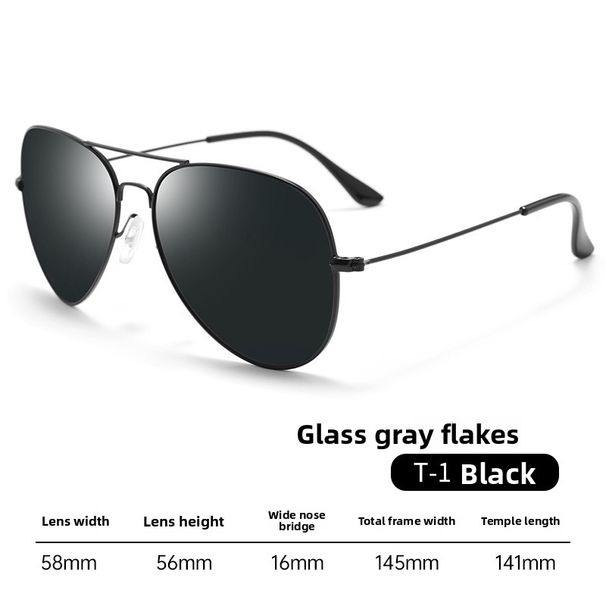 Polarized For Men Fashion Large Frame Double Bridge Metal Aviator Glasses UV Protection Glass Sunglasses_desvips.com