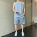 Ice Silk Vest Jersey Sleeveless T-Shirt Sports Short Sleeve Men's Quick-Dry Five-Point Shorts Summer Set Basketball_desvips.com