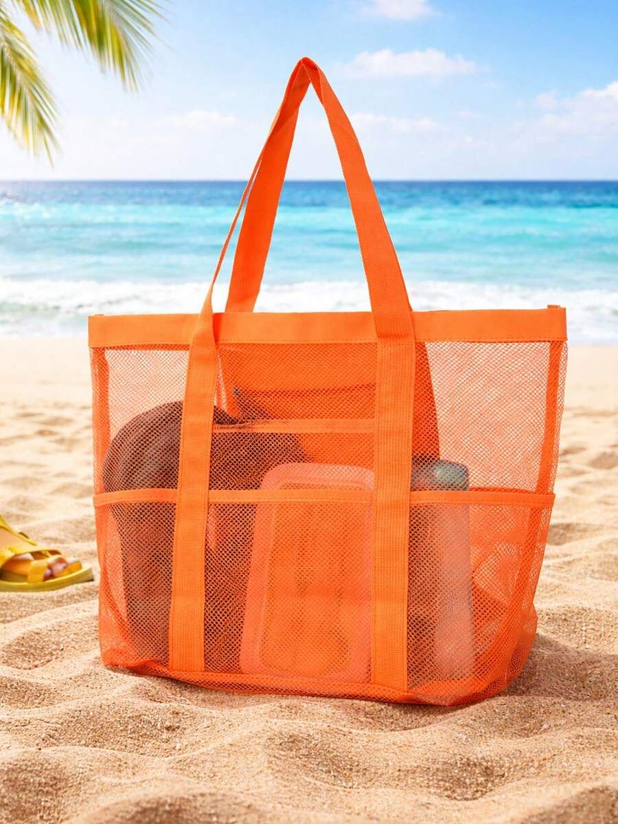 Hollow Polyester Large Capacity Travel Laundry Swimming Storage Minimalist Mesh Beach Bag, Mother's Day Gift For Mom_desvips.com