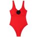 Two-Piece Separates Fashion 3D Flower Swimsuit For Women Solid Color One Piece Briefs Tight Conservative Swimsuit_desvips.com