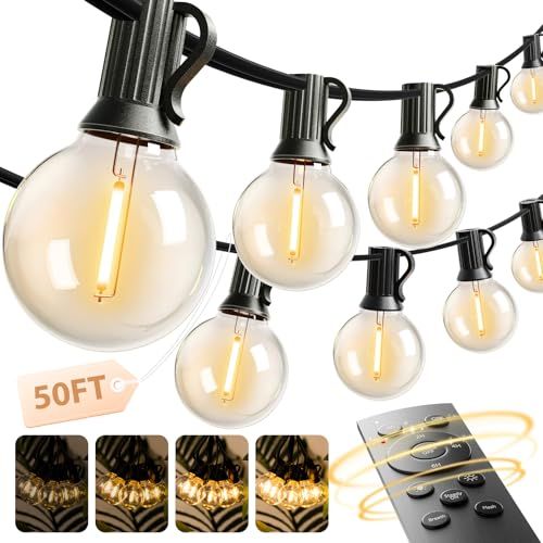addlon 100FT G40 Outdoor String Lights With Remote Control And 54 Shatterproof LED Bulbs_desvips.com