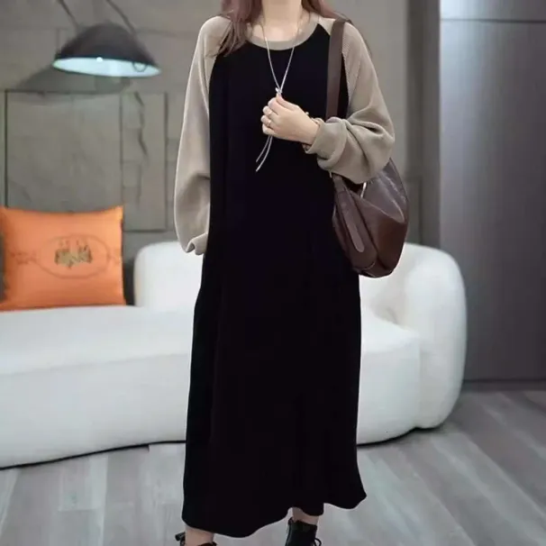 European High-End Dress For Plus-Size Women, Loose Fit, Hip-Covering, Slimming, Over-the-Knee Skirt_desvips.com