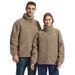 Premium Double-Layer Fleece Jacket For Men & Women - Warm Winter Windproof Reversible Stand Collar Coat With Zipper Closure (Black, Dark Grey)_desvips.com