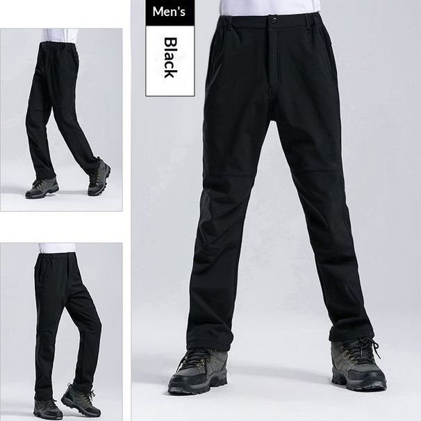PeakGo Soft Shell Men's Women's Waterproof Hiking Thickened Fleece Pants With Printed Windproof And Warm_desvips.com