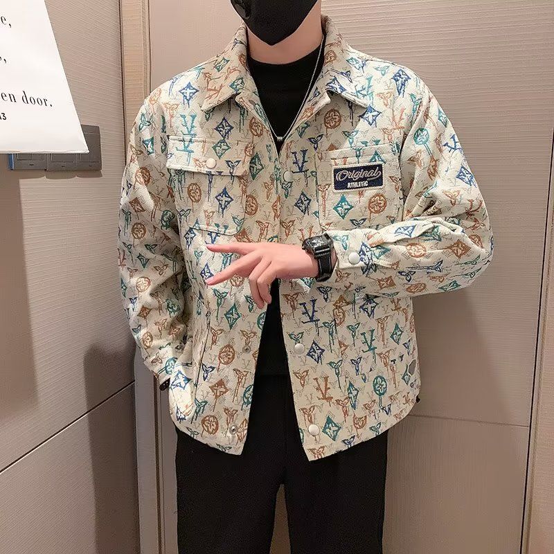 Fashionable Brand Handsome Printed Workwear Jacket Autumn New Style Casual Trend Men's Coat Loose Versatile Autumn Tops_desvips.com