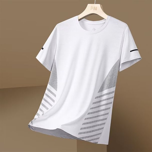 Men's Summer New Short-sleeve T-shirt For Running And Fitness, Ice Silk Thin Mesh Casual Top_desvips.com