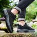 Male Sneakers Stylish Rotating Buckle Hiking Boots Solid Color Comfortable Non-slip Sporty Plus Size Men Shoes Leather_desvips.com