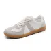 Cowhide Version Grape Mom Same Style Genuine Leather Casual Sneakers Slanted Head Color Block Lace-up German Training_desvips.com