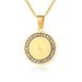 Stainless Round Pendant Necklace Praying Hands Inlaid With Zircon Gold Black Steel Color Fashion Accessory For Men And_desvips.com